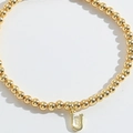 Minimalist gold beaded bracelet featuring a customized capital letter U pendant for women - Letter U