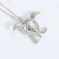 Polished silver sea turtle pendant necklace with detailed shell and minimalist O-chain link - Sea Turtle (Silver) Style 2