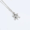 Silver turtle pendant necklace with sparkling white and black cubic zirconia stones - Small Tortoise (Silver) Style 2