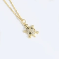 Golden turtle pendant necklace featuring clear zircons and black heart accents - Small Tortoise (Gold)