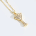 Golden cocktail glass pendant necklace adorned with sparkling white micro zircons - Martini Glass (Zirconia)