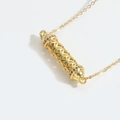 Gold hollow cylinder pendant necklace with purple stones and retro cross chain style - Purple Zirconia