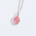 Collar minimalista de plata con colgante de circón ovalado facetado en color naranja - Zirconia Rosa (Plateado) / Zirconia Rosa (Cadena de Plata)
