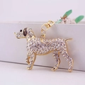 Sparkling rhinestone puppy keychain with golden base for women bag accessories - White