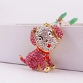 Simpatico portachiavi a forma di cane con strass rosa e bianchi su base oro - Rosa