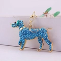 Golden shepherd dog keychain pendant with sparkling blue rhinestones and lobster clasp - Blue