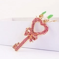 Rosa Strass-Herzschlüssel Anhänger mit Schleife auf einer luxuriösen Geschenkbox - Gewicht 32.6g Länge 14.3*3.1CM / Rosa