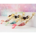 Three creative mermaid keychains with gradient enamel tails and sparkling rhinestones - Individual Packaging / Multicolor