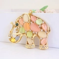 Portachiavi elefante dorato con pietre occhio di gatto colorate e strass scintillanti - Pezzo Singolo / Colorato