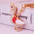 Golden duck keychain with rhinestones, red scales, and white enamel crown - Single OPP Bag / Red