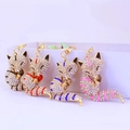Crystal fox keychains in four colors with sparkling rhinestones and golden alloy finish - Random Color
