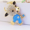 Portachiavi bue zodiacale con strass bianchi e smalto blu su montatura dorata - Blu