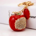 Portachiavi mela rossa scintillante con cristalli per regalo di Natale creativo - Imballaggio Individuale / Rosso