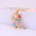Portachiavi serpente dorato con strass colorati e perle per borse e accessori da donna - Multicolore
