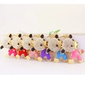 Zodiac cartoon ox keychain set with rhinestones and enamel in six assorted colors - Random Color