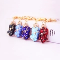 Set of five colorful rhinestone Pixiu keychains in traditional Chinese style with gold accents - Individual Packaging / Random Color