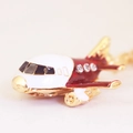 Kreativer A380 Flugzeug Schlüsselanhänger in Rot und Weiß mit Glitzersteinen - Einzelverpackung / Kaffeebraun