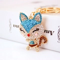 Portachiavi a forma di volpe con strass di cristallo su sfondo di libro elegante - 5.5cmx3.7cm / Blu