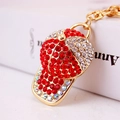 Portachiavi a berretto da baseball con strass rossi e bianchi per borsa donna - Confezione Singola Individuale / Rosso