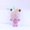 Funkelnder Comic-Frosch-Schlüsselanhänger mit Strass und lila Emaille für Taschen - Lila