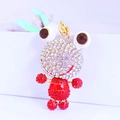 Roter und silberner Strass-Frosch Schlüsselanhänger mit goldenem Karabinerhaken - Rot