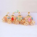 Exquisite pumpkin carriage keychains with sparkling rhinestones in four vibrant colors - Random Color
