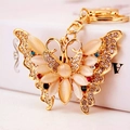 Creative butterfly keychain with opal stones and colorful rhinestones for women handbags - Butterfly Shape (Golden)