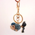 Golden goldfish keychain with blue and pink rhinestones on a clean white background - Mixed Color (Random Color)