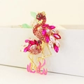 Roze strass flamingo sleutelhanger met gouden afwerking en fonkelende kristallen details - Enkele OPP Zak Individuele Verpakking / Roze