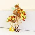 Fonkelende flamingo-sleutelhanger met oranje en gele marquise-steentjes in goud - Enkele OPP Zak Individuele Verpakking / Goud