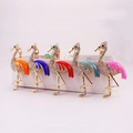 Porte-clés flamant rose coloré avec cristaux et ailes en émail pour sacs et clés - Couleur Aléatoire