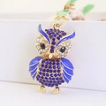Blauw-witte uil sleutelhanger met strass en gouden afwerking voor damestassen - Donkerblauw
