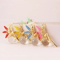 Lot de quatre porte-clés fées avec ailes en strass en rouge, jaune, bleu et rose - Couleur Aléatoire