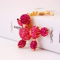 Portachiavi a forma di barboncino con strass rosa e chiusura a moschettone dorata - Rosa