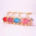 Creative elephant keychains with colorful crystals and rhinestones in four vibrant colors - Random Color