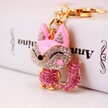Süßer rosa Fuchs Schlüsselanhänger mit funkelnden Strasssteinen und goldener Kette - Gewicht 39,5g Länge 10,6*3,9CM / Rosa