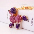 Portachiavi cane barboncino in strass viola scintillante con gancio dorato per borsa - Viola