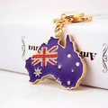 Porte-clés créatif carte Australie avec émail violet, drapeau national et strass brillants - Design Carte Drapeau Australie (Comme Illustré)