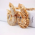 Sparkling crystal encrusted lobster keychain with gold-plated alloy finish for bags - Single Pack / Random Color