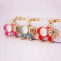 Porte-clés éléphant colorés avec opale et strass en finitions rose, turquoise et rouge - Couleur Aléatoire