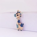 Portachiavi creativo a giraffa con cristalli blu e finitura in metallo dorato - Blu