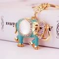 Portachiavi elefante creativo con opale bianco e smalto blu con strass lucidi - Blu