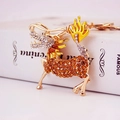 Porte-clés Kirin chinois avec strass orange et finition en métal doré élégant - Jaune d'Or