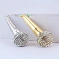 Sparkling crystal rhinestone microphone keychains in gold and silver finish - Random Color