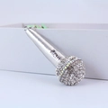 Portachiavi a microfono scintillante con strass colorati e ciondolo in metallo argento - Argento