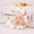 Colorful crystal butterfly keychain with gold plating and enamel inlay for women handbags - Gradient Pink