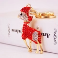 Llavero de cabra dorada con brillantes diamantes de imitación rojos y blancos en metal - Estilo Oveja / Rojo