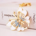 Golden butterfly keychain with blue and white enamel inlay and sparkly rhinestones - Gradient Blue