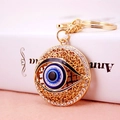 Kreativer goldener Schlüsselanhänger mit blauem Auge, Emaille und funkelnden Strasssteinen - Schwarz