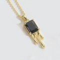 Collana con pendente a goccia di lava, zircone nero e design a cubetto di ghiaccio dorato - Zircone Nero